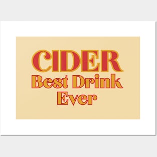 Cider, Best Drink Ever. Bold Retro Red Gold Style Posters and Art